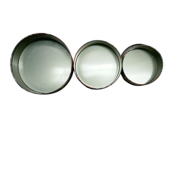 🎅 🏁Vtg Santa Nesting Tins Set of 3 Plaid Christmas Cookie Storage Farmhouse 🎁 - Picture 6 of 16